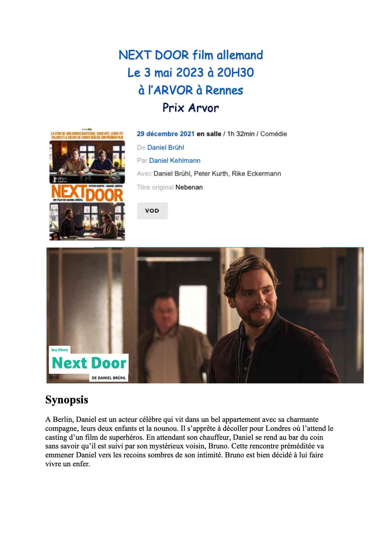 NEXT DOOR film allemand